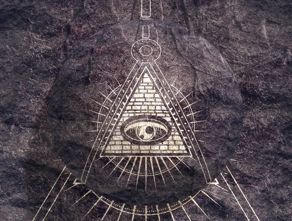 Mystisk esoterisk gotisk geometri tunna linjer symbol — Stockfoto