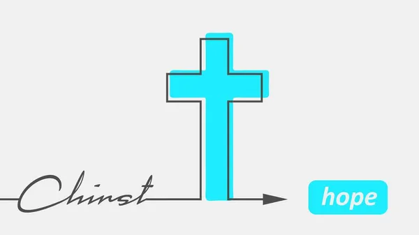 Хрест і надія слово в стилі тонких ліній — стоковий вектор