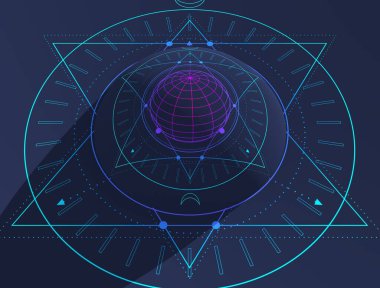 Mistik gizemli gotik geometri ince çizgiler sembolü