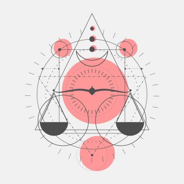 Pullu mistik klasik gotik geometri ince çizgi sembolü