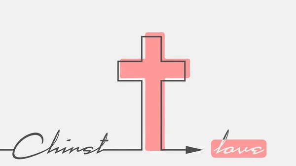 Хрест і любов слово в стилі тонких ліній — стоковий вектор