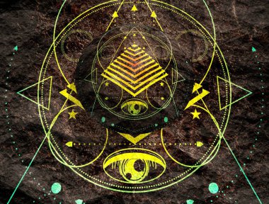 Mistik gizemli gotik geometri ince çizgiler sembolü