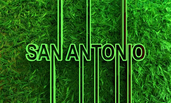 San Antonio název města v geometrii styl designu se zelenou trávou — Stock fotografie
