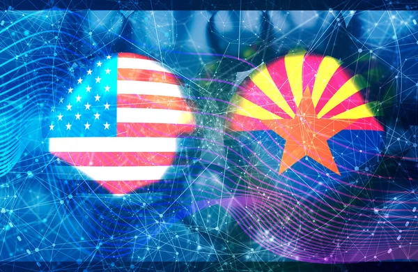 Esferas texturizadas por banderas estatales de Estados Unidos y Arizona. —  Fotos de Stock