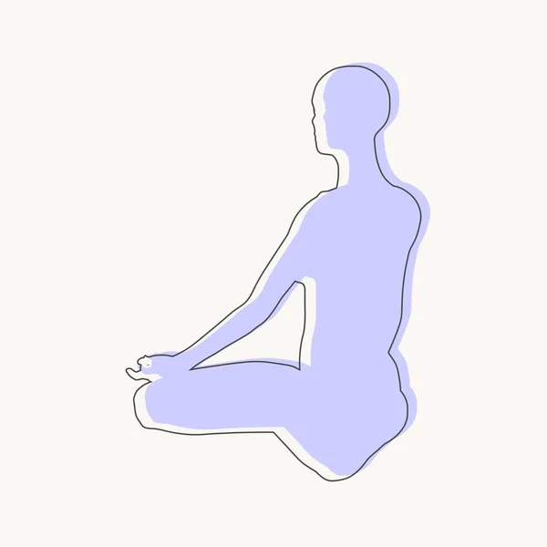 Woman sit in meditation pose. Thin lines — Stock Vector