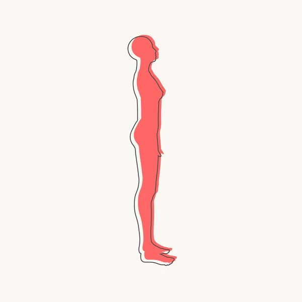 Vista lateral del cuerpo humano silueta de una hembra adulta — Vector de stock