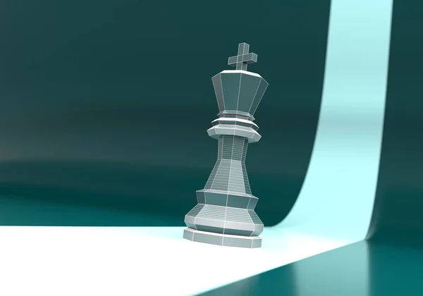 Schachfigur. Das King Low-Poly-Modell — Stockfoto