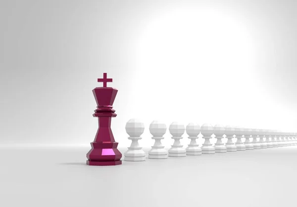 Kungen av schack, sticker ut från mängden av bönder. — Stockfoto