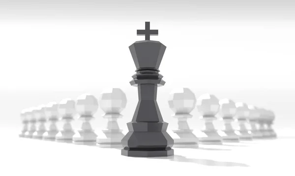 Šachový král, vystupující z davu pěšáků. — Stock fotografie