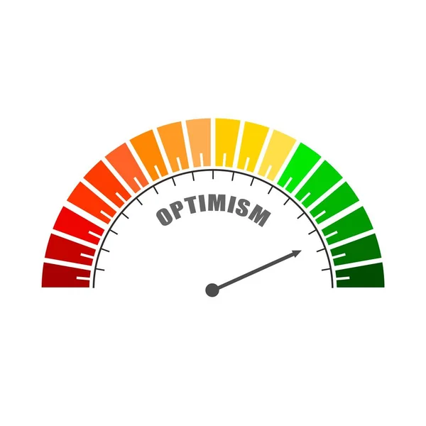 Dispositivo de medição do otimismo com seta e escala. —  Vetores de Stock