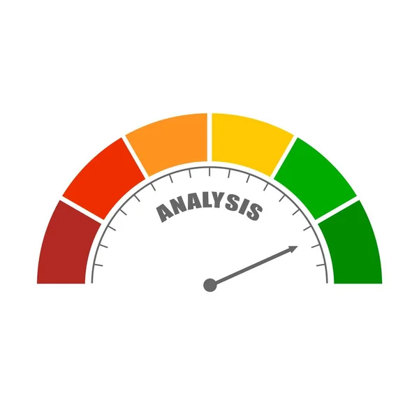 Аналіз вимірювального пристрою зі стрілкою і шкалою . — стоковий вектор