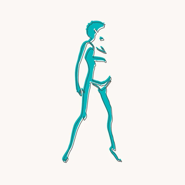 Vue de face silhouette du corps humain d'une femme adulte portant une lingerie — Image vectorielle