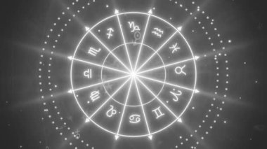 Zodyak çemberli mistik bir astroloji sembolü.
