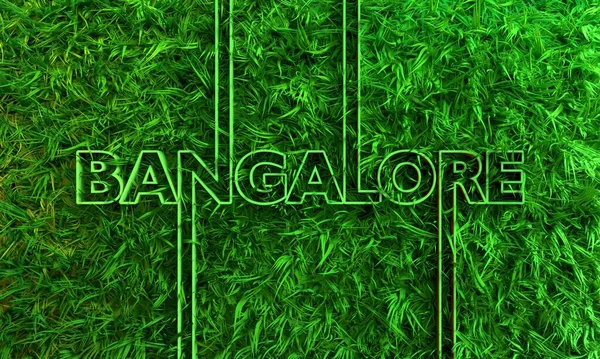 Bangalore stad naam in geometrie stijl ontwerp met groen gras — Stockfoto