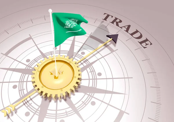 Conceito de negócio global. Bandeira ondulada da Arábia Saudita — Fotografia de Stock