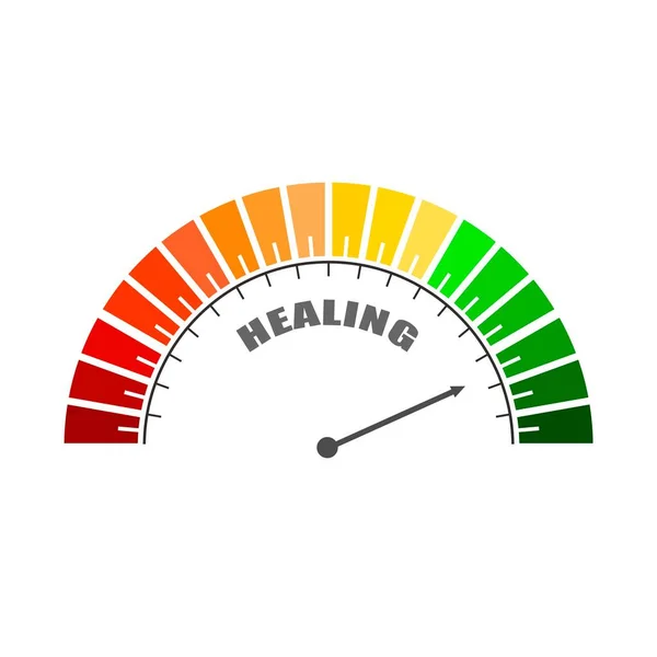 Heilungsmessgerät mit Pfeil und Skala. — Stockvektor