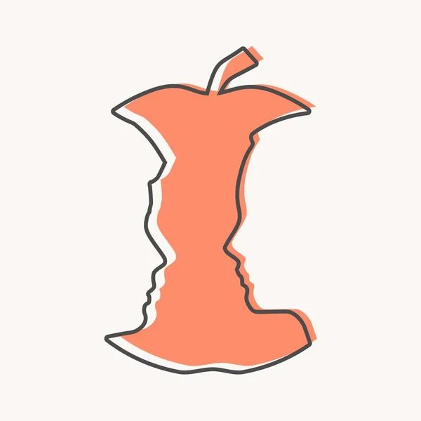 Una manzana o dos vista de perfil facial. — Archivo Imágenes Vectoriales