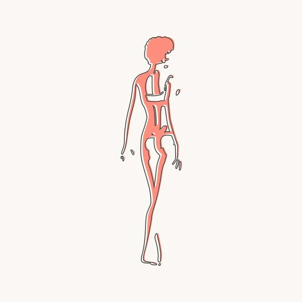 Вид спереду силует людського тіла дорослої жінки в нижній білизні — стоковий вектор