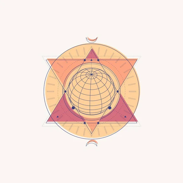 Symbole de lignes fines géométrie gothique vintage mystique — Image vectorielle