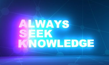ASK - Her zaman bilgi kısaltmasını ara. Neon parlak metin