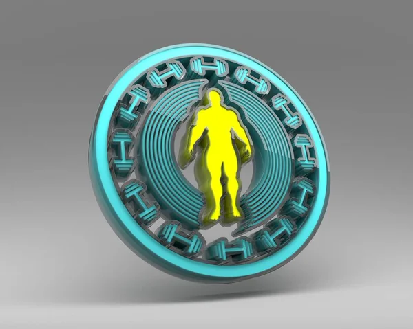 Bodybuilding club emblem with glass material outline — 图库照片