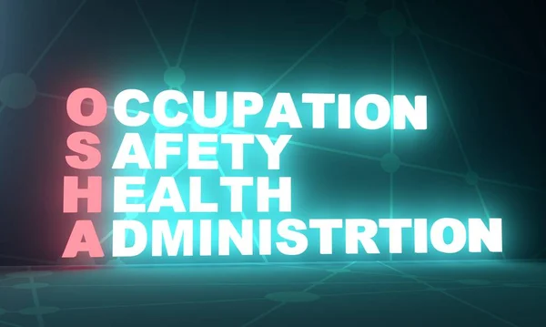 OSHA - Occupational Safety and Health Administration. Neon shine text — Zdjęcie stockowe