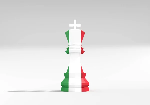 Una pieza de ajedrez. El rey modelo de poli bajo decorado por la bandera de Italia —  Fotos de Stock