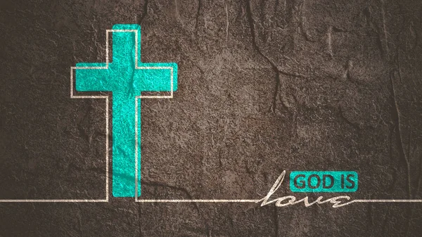 Хрест і Бог це любовний текст у стилі тонких ліній — стокове фото
