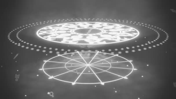 Símbolo astrológico místico oculto con círculo zodiacal — Vídeo de stock