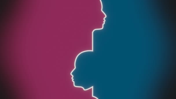 Human communication concept. Face to face silhouettes — Stockvideo