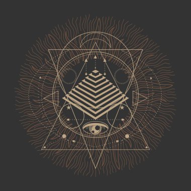 Mistik klasik gotik geometri ince çizgi sembolü