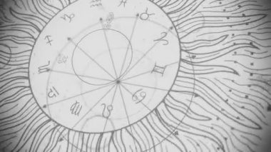 Zodyak çemberli mistik bir astroloji sembolü.