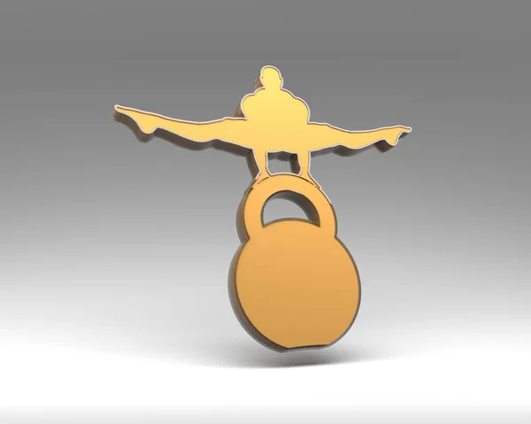 Бодібілдінг клуб емблема зі скляним матеріалом контур. 3D рендеринг — стокове фото