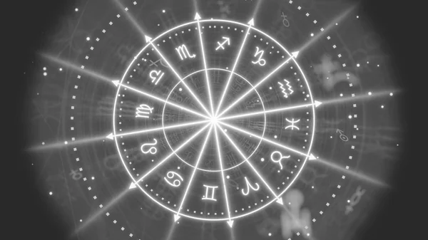 Mystisk ockult astrologi symbol med zodiak cirkel — Stockfoto