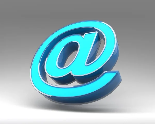 3D E mail symbol with glass material outline. 3D Render — Stock Fotó