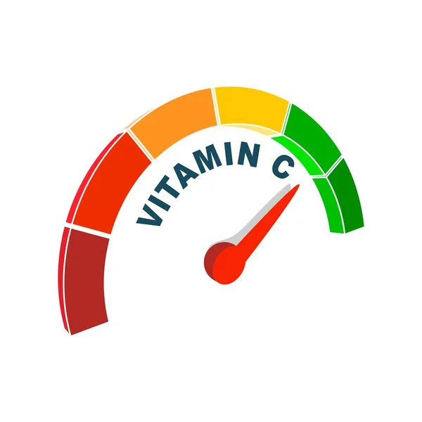 Skala tingkat asam askorbat. Konsep obat-obatan dan farmasi - Stok Vektor