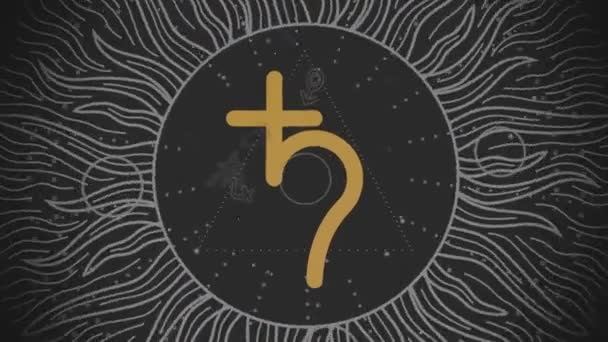 Zodiak i symbol astrologiczny planety Saturna — Wideo stockowe