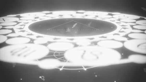 Символ мистической оккультной астрологии с зодиакальным кругом — стоковое видео