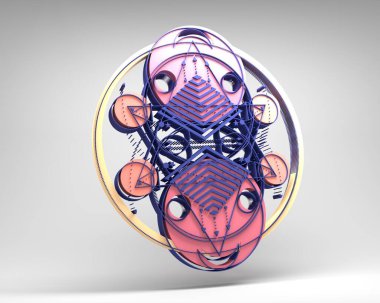 Mistik gizemli gotik geometri ince çizgi sembolü. 3B Hazırlama