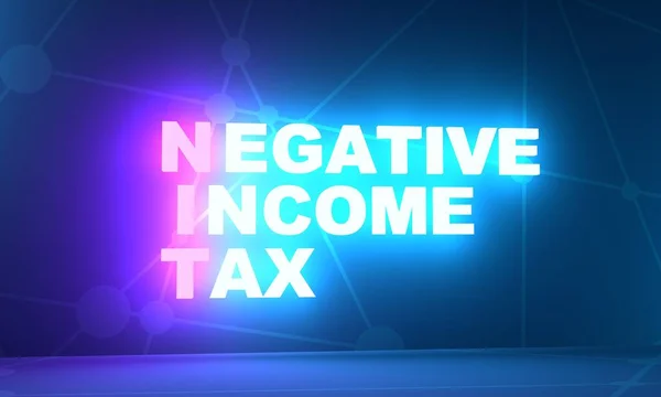 NIT - Negative Income Tax acronym. Lettering illustration concept with keywords. Neon shine text. 3D render — 스톡 사진