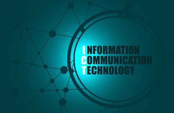 ICT - Information and Communications Technology acronym in circle. 3D render — Stock Photo, Image