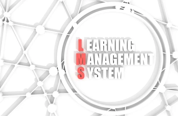 LMS - Akronim Learning Management System. Aplikasi perangkat lunak untuk administrasi, dokumentasi, pelacakan, pelaporan, otomatisasi, dan pengiriman kursus pendidikan. render 3D — Stok Foto