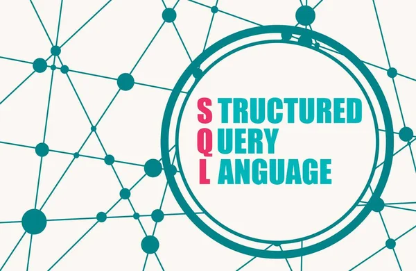 Acronym SQL - Structured Query Language in circle. - Stok Vektor