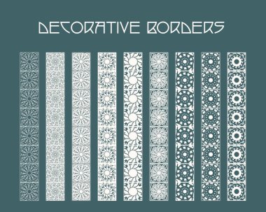 Sayfa süsleme ve tasarım öğeleri. Kenarlık kümesi vektör