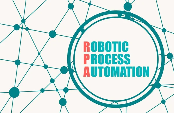 RPA - Robotic Process Automatisation acronym. Technology and education - Stok Vektor