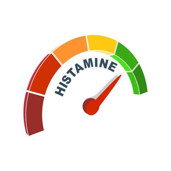 Escala de nivel de histamina. Concepto de medicina y farmacia — Vector de stock