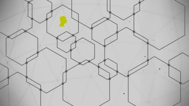 Human communication concept. Connected hexagons with dots. — Wideo stockowe