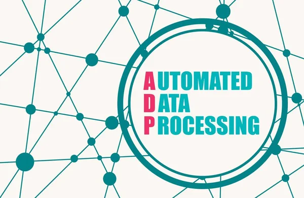 ADP - Automated data processing acronym in circle. — Stockvektor
