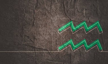 Kova burcu sembolü, ince çizgi şeklinde.