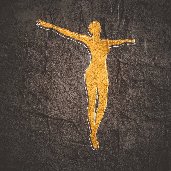Mutlu özgür kadın zıplama ve uçan konsept çizimi. — Stok fotoğraf